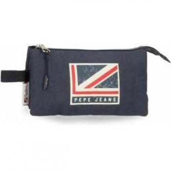 Pepe Jeans. Estuche tres compartimentos Aidan azul