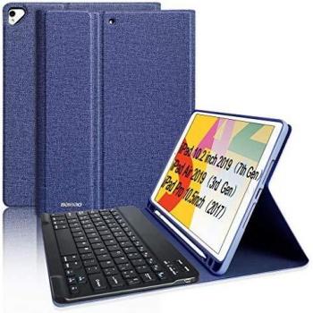 Tastiera iPad 10.2 8a 2020 con Cover e Slot per Penna (Blu Scuro)