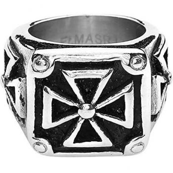 EtNox hard and heavy Heavy Iron Cross Anillo para Hombre M Acero Inoxidable
