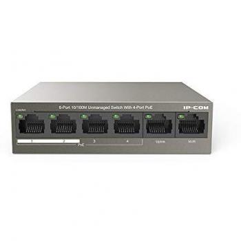 Switch IP-COM 831761, 4 porte PoE + 2 porte uplink 10/100, non gestito, grigio scuro