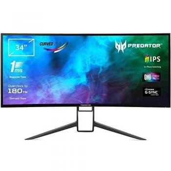 Predator X34GSbmiipphuzx Monitor Gaming G-Sync Curvo 34, Display IPS QHD, 180 Hz Overclocking, 1 ms, HDMI 2.0, DP 1.4, USB Type-C, USB 3.0, Speaker Integrati, Cavi Inclusi HDMI, DP, Type C, USB3.0