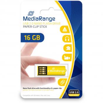 Pen drive USB 2.0 16GB Media Range Giallo MR976