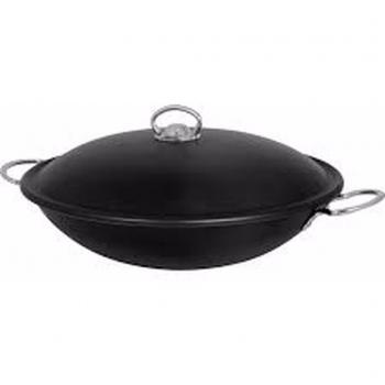 Mehtap Wok 32 cm – nicht aus Stahl, mit Deckel