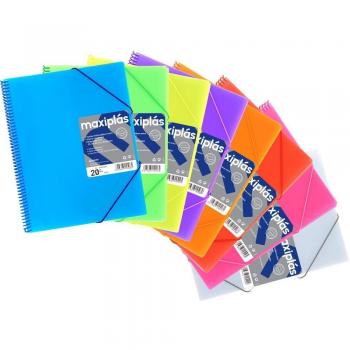 Grafoplás carpeta maxiplás en espiral con gomas con sobre contiene 30 fundas taladradas a4 fucsia