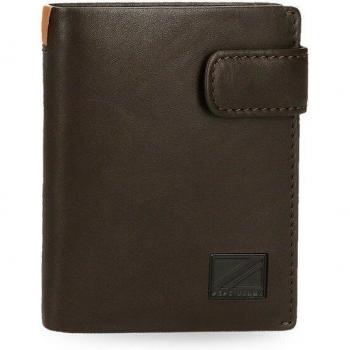 Pepe Jeans. Cartera de piel Marshal con cierre de click Marron