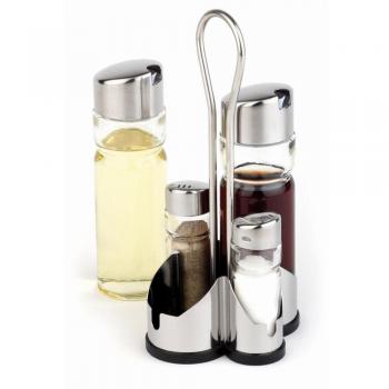 Set de 4 Recipientes para Sal y Pimienta con Agitador de Acero Inoxidable