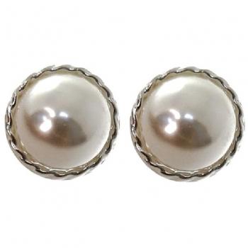 Pendientes para mujer de plata Ley 925 con perla y bordes omega