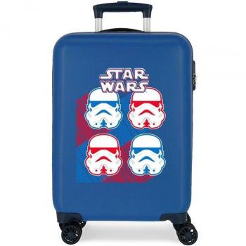 Maleta cabina 55 cm rígida 4 ruedas Star Wars Droids Vader Azul