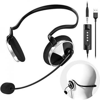 Cuffie Newaner USB 3.5mm con Microfono Antirumore e Controllo Volume per PC