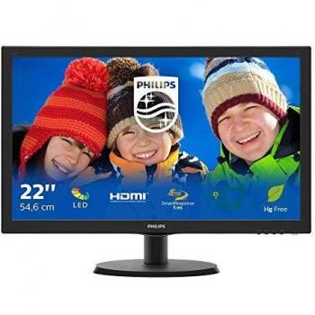 Philips 223V5LHSB2 Monitor per PC Desktop 22 LED, Full HD, 1920 x 1080, 5 ms, HDMI, VGA, Attacco VESA, Nero
