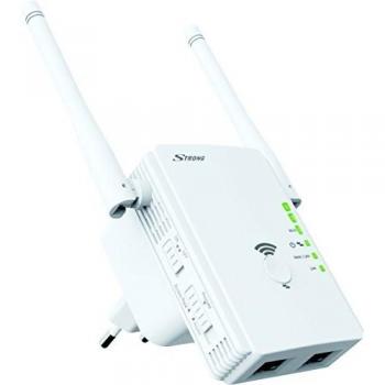 Strong Repeater 300V2 Wireless Range Extender and Access Point, 300 Mbps, 2 LAN Ports and 1 WLAN Port, 2 antennas, Universal Compatibility, White