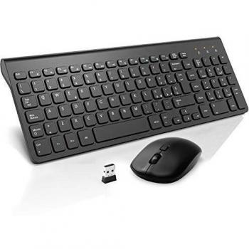 Set Tastiera e Mouse Wireless WisFox 2.4GHz Slim Full-Size con Ricevitore Nano