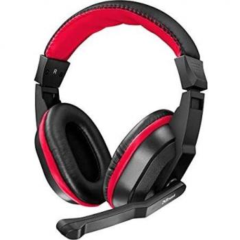 Trust Ziva Gaming Over-Ear Headset with Retractable Microphone, Black/Red