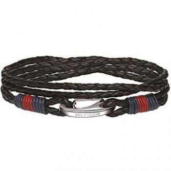 Pulsera de Piel Negra Tommy Hilfiger para Hombre
