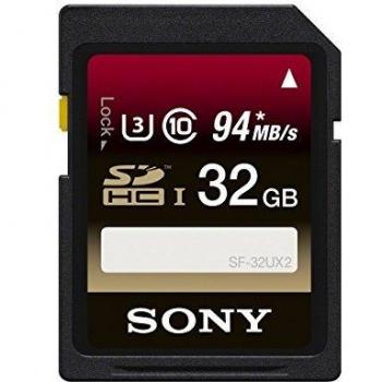 Sony SF32UX2 Memory Card, SDXC, UHS-I, Class 10, U3, 32GB, Black