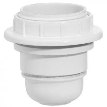 Portalampada E27 Bianco con Filetto Parziale e Ghiera Maurer