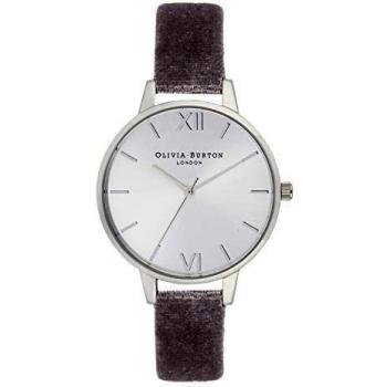 Olivia Burton Reloj Analógico de Cuarzo para mujer con correa de terciopelo Gris