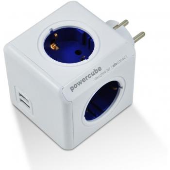 Regleta PowerCube Azul 4 tomas + 2 USB