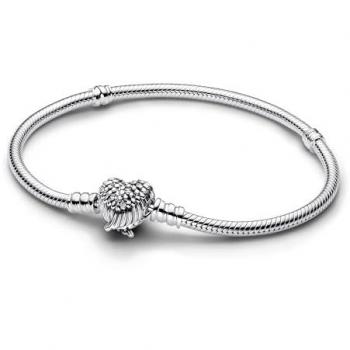 Pulsera Pandora Moments Cadena de Serpiente con Cierre Corazón Alado