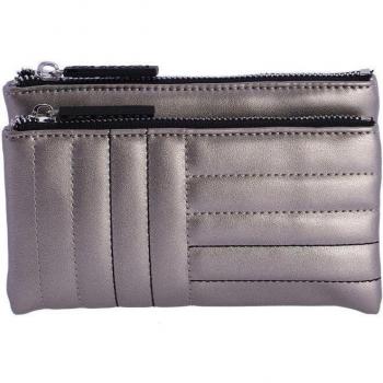 Monedero mediano Don Algodón Laia color plata con cremallera