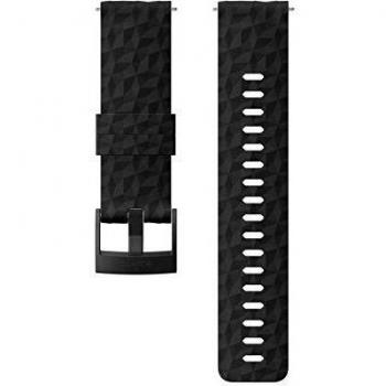 Suunto SS050221000 Correa de sustitución original para todos los relojes Suunto Spartan Sport WRH y Suunto 9, silicona, largo: 22,3 cm, ancho: 24 mm, incluye pasadores de fijación, negro/negro
