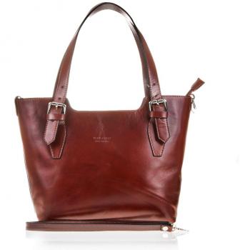 Firenze ARTEGIANI. Bolso Tote de Mujer Piel auténtica. Bolso de Hombro Mujer Piel Acabado Tamponato diseño Exclusivo. Made IN Italy. Vera Pelle Italiana. 37x25x10 cm. Color: Marron