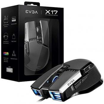 EVGA X17 Mouse da Gioco Wired Grigio Personalizzabile 16.000 DPI 5 Profili 10 Pulsanti Ergonomico 903-W1-17GR-K3