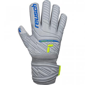 Reusch Torwarthandschuhe Attrakt Grip Finger Support – 9,5 mm – Vapor Gray / Safety Yellow