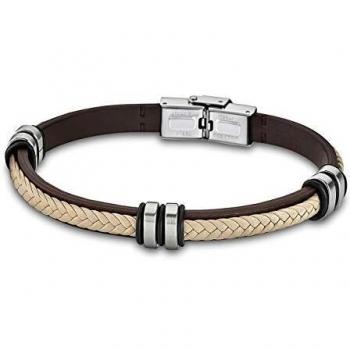Pulsera de acero y cuero para hombre LS1829/2/6