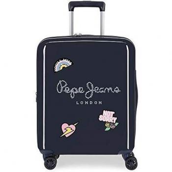 Pepe Jeans emi Maleta de Cabina Azul 40x55x20 cms Rígida ABS Cierre TSA 38.4L 2,9Kgs 4 Ruedas Equipaje de Mano