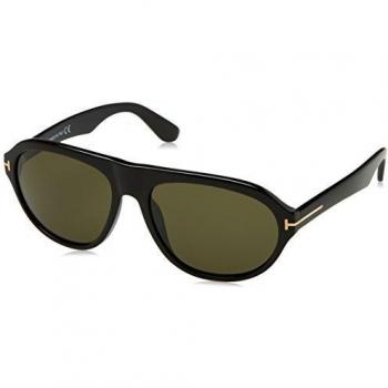 Tom Ford Ivan, Gafas de sol para Hombre, Negro (Brillo Negro/Lente Verde Grisáceo), 58