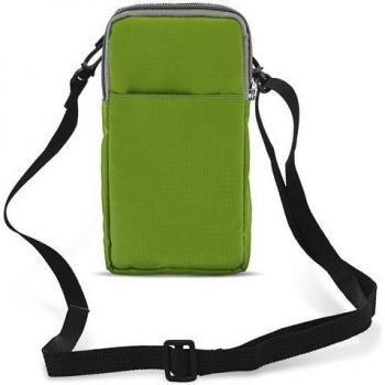 Bolso verde para móvil con mosquitones y doble bolsillo
