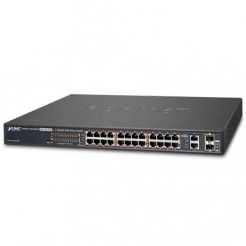 Planet Web Smart Fast Ethernet PoE Switch 24 Porte RJ45 2 Porte SFP Mezza Potenza Montabile su Rack 420W