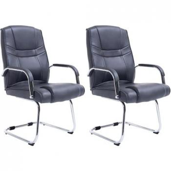 Set de 2 sillas cantilever XXL Attila en polipiel gris