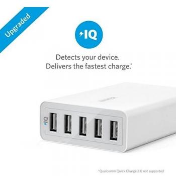 Anker 5-Port 40W Wall Mount USB Charging Station for iPhones, iPads, Samsung Galaxy S7/S6/S6 Edge