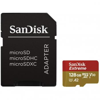 SanDisk Extreme micro SDSQXA1-128G-GN6AA per Action Camera e Droni + Adattatore SD