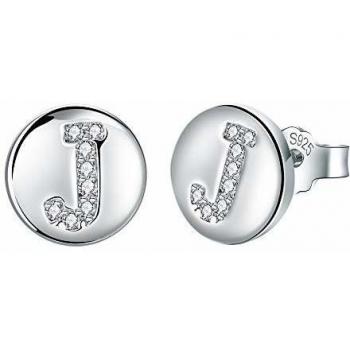 Pendientes Inicial J Plata de Ley 925 Hipoalergénicos con Circonita