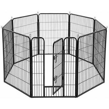 FEANDREA Jaula de Perros, Parque de 8 Paneles de 77 x 100 cm, Negro PPK81H