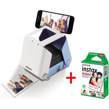KiiPix Stampante Fotografica per Smartphone, 10 Pelli Fujifilm Instax Mini, con Pellicola Blu