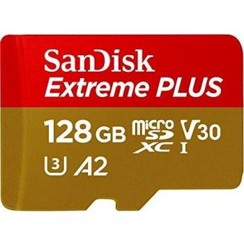 SanDisk Extreme Plus microSDXC 128 GB con adattatore SD e App Performance A2 e Rescue Pro Deluxe, classe 10, UHS-I, U3, V30