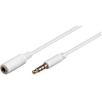 Goobay 62362 Prolunga Audio e Cuffie AUX, 4 Pin da 3.5mm Slim, CU, Bianca, 2m Lunghezza del Cavo
