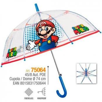 PARAGUAS INFANTIL 45/8 AUT TRANSPARENTE CUPULA SUP