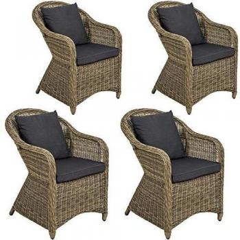 Silla Jardín Tectake 4‑Puestos con Ratán Natural y Aluminio