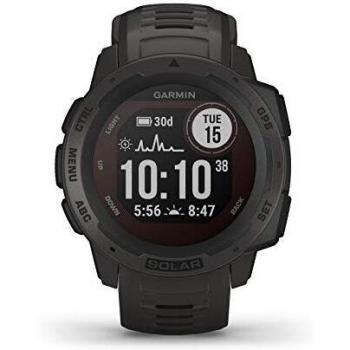 Garmin Instinct Solar, Reloj inteligente con GPS resistente al agua, función de carga solar, funciones deportivas, pulsioximetría y notificaciones del smartphone, Grafito