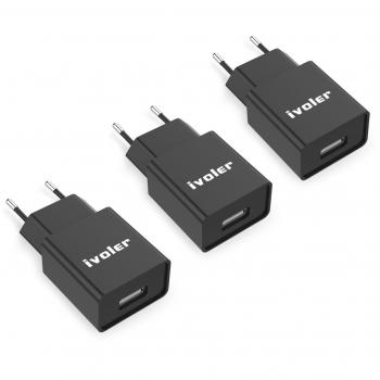 IVoler Super Mini Caricatore da Muro Portatile a 1 Porte (5W/ 1A) per iPhone X, 8, 8 Plus, 7, 7 Plus, 6s Plus, 6s, 6 Plus, 6, SE, 5s, 5c, 5, iPad mini / Air,iPod Nano / Touch,Ultra Compatto Caricabatterie USB Alimentatore Caricatore da Parete per
