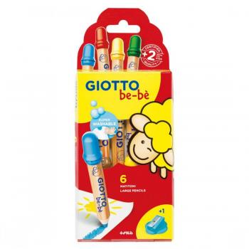 Estuche 6 lápices de colores Giotto Be‑Bè con sacapuntas