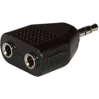 Adaptador para cable (2x Stereo 3.5mm FM, 3.5mm Stereo M, Negro, Macho/hembra)
