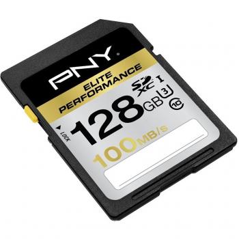 PNY SDXC 128 GB Elite Perf – Classe 10, U3, UHS‑I – Nero