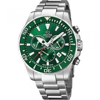 JAGUAR Reloj Modelo J861/4 de la colección Executive, Caja de 43,5 mm Verde con Correa de Acero para Caballero