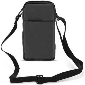 Bolso de bolsillo inteligente con mosquetón y doble compartimento en gris